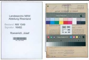 Entnazifizierung Josef Roevenich , geb. 02.07.1899 (Lokfuehrer)