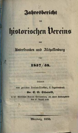 Jahresbericht. 1837/38 (1838) = Jg. 8