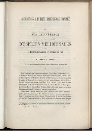 Sur La Presence D' Especes Meridionales