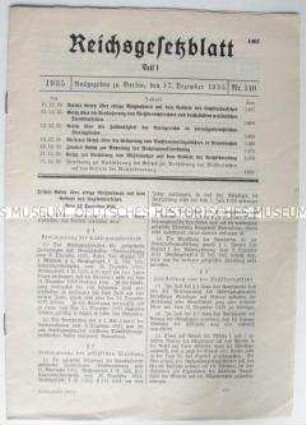 Reichsgesetzblatt mit Verordnungen zu Finanzangelegenheiten und zu Rechtsfragen