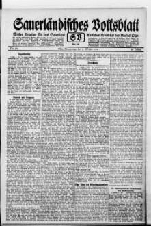 Sauerländisches Volksblatt : aeltester Anzeiger des Sauerlandes : ueber 100 Jahre Heimat- und Kreisblatt im Kreise Olpe : Tageszeitung für Politik, Unterhaltung und Belehrung