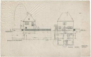 Döllgast, Hans; München, Prössl - Str.; Wohnhaus mit Atelier Dr. Joh. E. Kappel - Grundriss; Ansicht