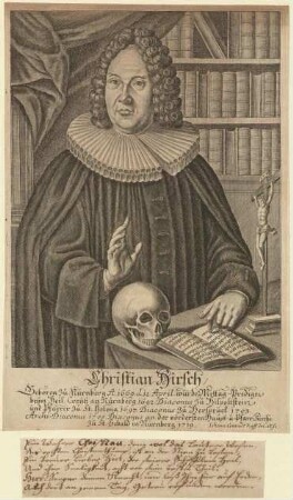 Christian Hirsch, Diakon bei St. Sebald; geb. 12. April 1669