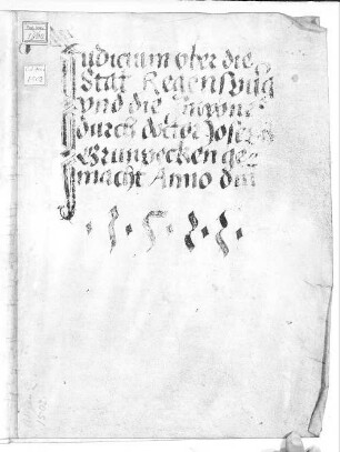 Dr. Joseph Grunpeckhs astrologisches Judicium über die Stat Regenspurg - BSB Cgm 1502