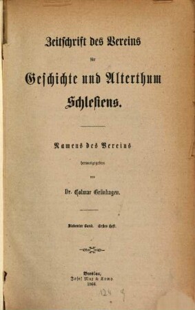 Zeitschrift des Vereins für Geschichte und Alterthum Schlesiens. 7. 1866