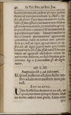 Ad L. XI. Pomponius lib. 5. ad Sabinum. - Ad L. XXV. Pomponius lib. 11. ad Sabinum.