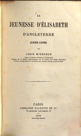 La jeunesse d'Élisabeth d'Angleterre (1533 - 1558)