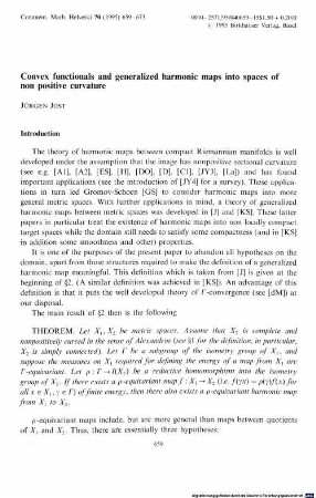 Convex functionals and generalized harmonic maps into spaces of non positive curvature