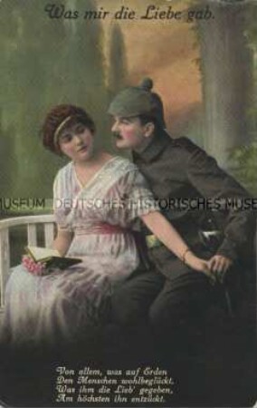 Mädchen und Soldat, mit Vers