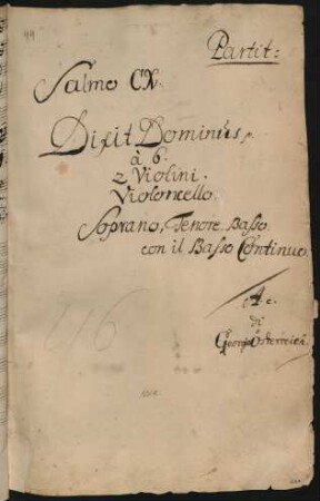 Dixit Dominus; V (3), orch, bc; a-Moll