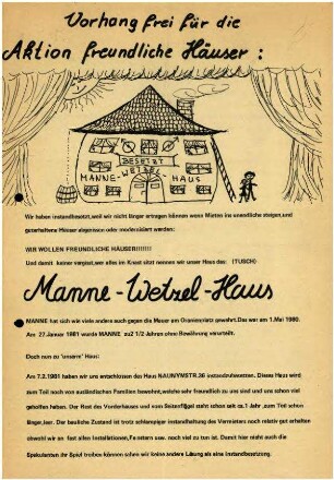 Flugschrift: Vorhang frei für die Aktion freundliche Häuser 1981
