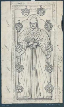 Darstellung des Gedenksteins der Anna von Grensing (1565-1628) auf dem Friedhof in Döhlen (Freital)