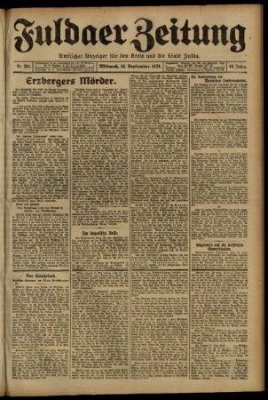 Ausgabe vom Mittwoch, den 14. September 1921.