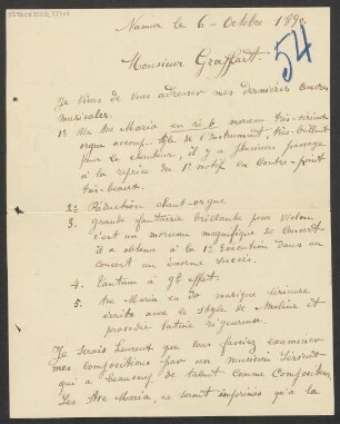 Brief an J. Graffart : 06.10.1890