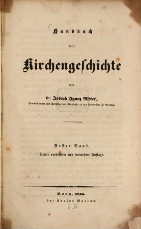 Handbuch der Kirchengeschichte. 1