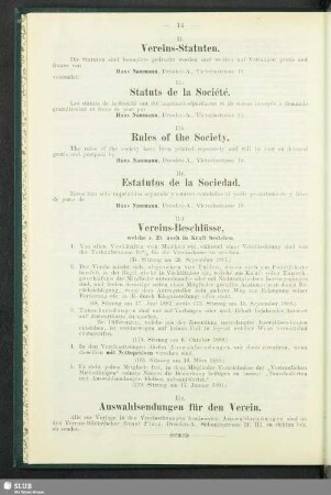 IId. Vereins-Beschlüsse