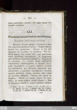 XLI. Fundamenta patientiae christianae. Tandem patientia victrix.