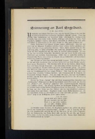Erinnerung an Karl Engelhard. (gest. 22. Juli 1914.)