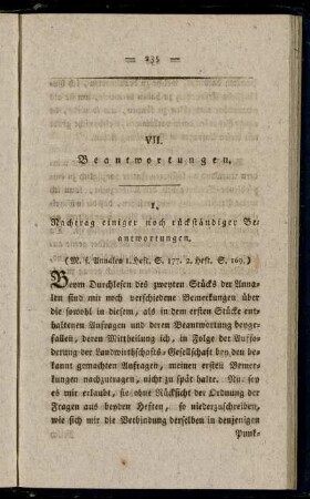 VII. Beantwortungen