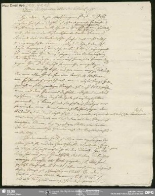 Eigenh. "Anzeige von Docens Sendschreiben über den Titurel" von August Wilhelm von Schlegel, o.O., ohne Datumsangabe