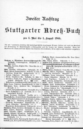 Nachtrag zum Stuttgarter Adreßbuch, 01.05.-01.08.1905