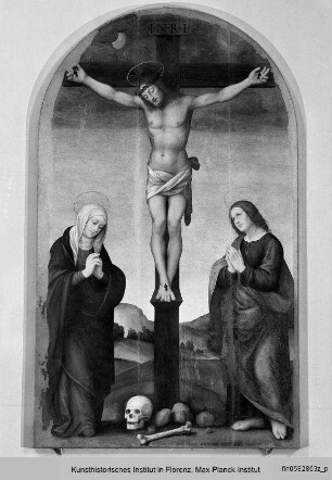 Christus am Kreuz mit Maria und Johannes dem Täufer