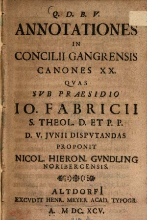 Annotationes In Concilii Gangrensis Canones XX