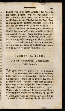 269-284, Zehnter Abschnitt. Von den nachfolgenden Berechnungen dieser Zukunft.