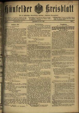 Ausgabe vom Samstag, den 28. Juli 1917.