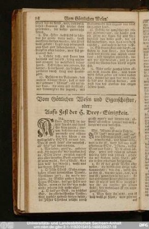 [XIV.] Vom Göttlichen Wesen und Eigenschaften, oder: Aufs Fest der H. Drey-Einigkeit.