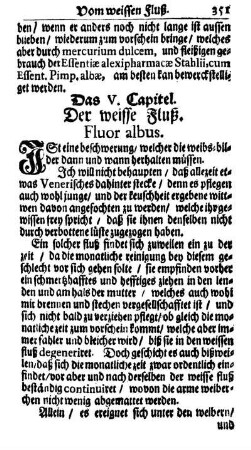Das V. Capitel. Der weisse Fluß. Fluor albus.