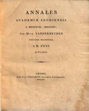 Annales Academiae Leodiensis. 1818/19 (1821)