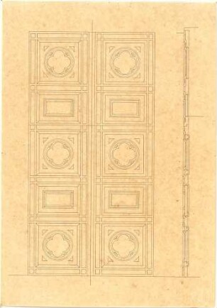 Gärtner, Friedrich von; München, Ludwigstr.; Staatsbibliothek - Tür (Ansicht, Schnitt)