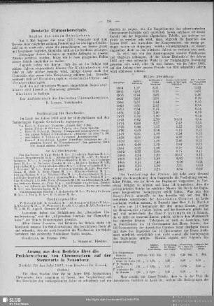 Auszug aus dem Berichte über die Preisbewerbung von Chronometern auf der Sternwarte in Neuenburg (Schluss) : Bericht für das Jahr 1887, vom Direktor Dr. Hirsch