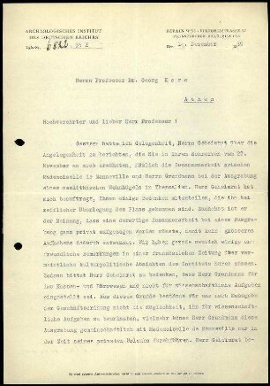 M. Wegner an G. Karo