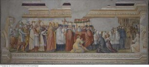 Szene mit der Reliquientranslation der heiligen Märtyrer im Beisein des Papstes Lucius III.