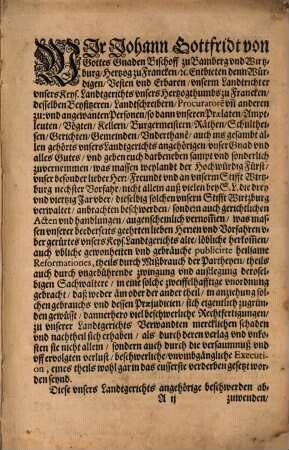 Des hochlöblichen Stiffts Würtzburg und Hertzogthumbs zue Franckhen Kayserlichen Landtgerichts Ordnung : auch sonderbahre Gebräuch ...
