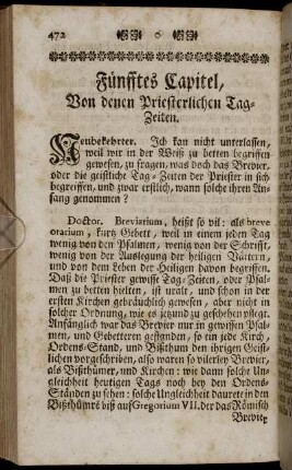 Fünfftes Capitel, Von denen Priesterlichen Tag-Zeiten.