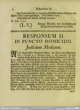 Responsum II. In Puncto Homicidii