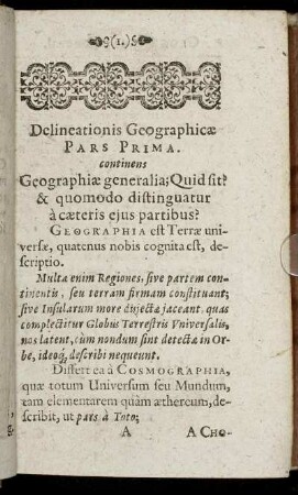 Delineationis Geographicæ Pars Prima. continens Geographiæ generalia [...]