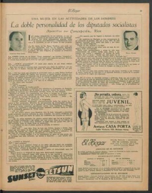 La doble personalidad de los diputados socialistas : Apostillas por Concepción Ríos. - Una mujer en las actividades de los hombres.