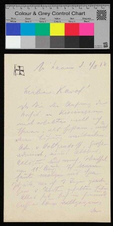 Schreiben an von Karpf von [Admiral Scheer]
