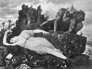 Schlafende Diana, von zwei Faunen belauscht
