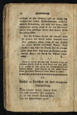 Epistel an Lottchen auf ihren vierzehnten Geburstag