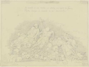 Menschliche Gerippe auf dem Friedhof von Assisi
