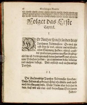 Folget das Erste Capitel.