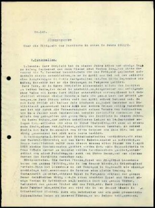 Jahresbericht über die Tätigkeit des Instituts in Athen im Jahre 1911/1912