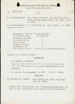 Klaffke, Anna, geb. Kramer