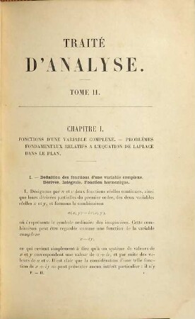 Traité d'analyse, 2. Fonctions harmoniques et fonctions analytiques, introduction à la théorie des équations différentielles, intégrales abéliennes et surfaces de Riemann