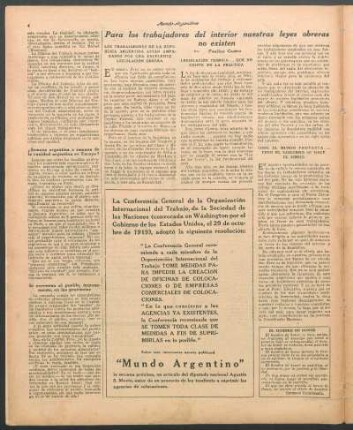 Los trabajadores de la República Argentina están amparados por una excelente legislación obrera